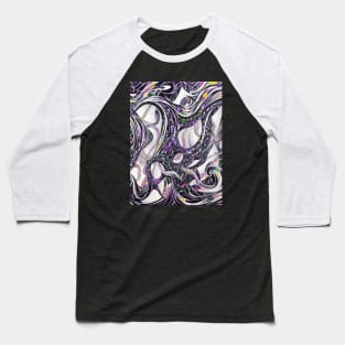 Spiral Galaxy Drawing Black Hearts Stars Baseball T-Shirt